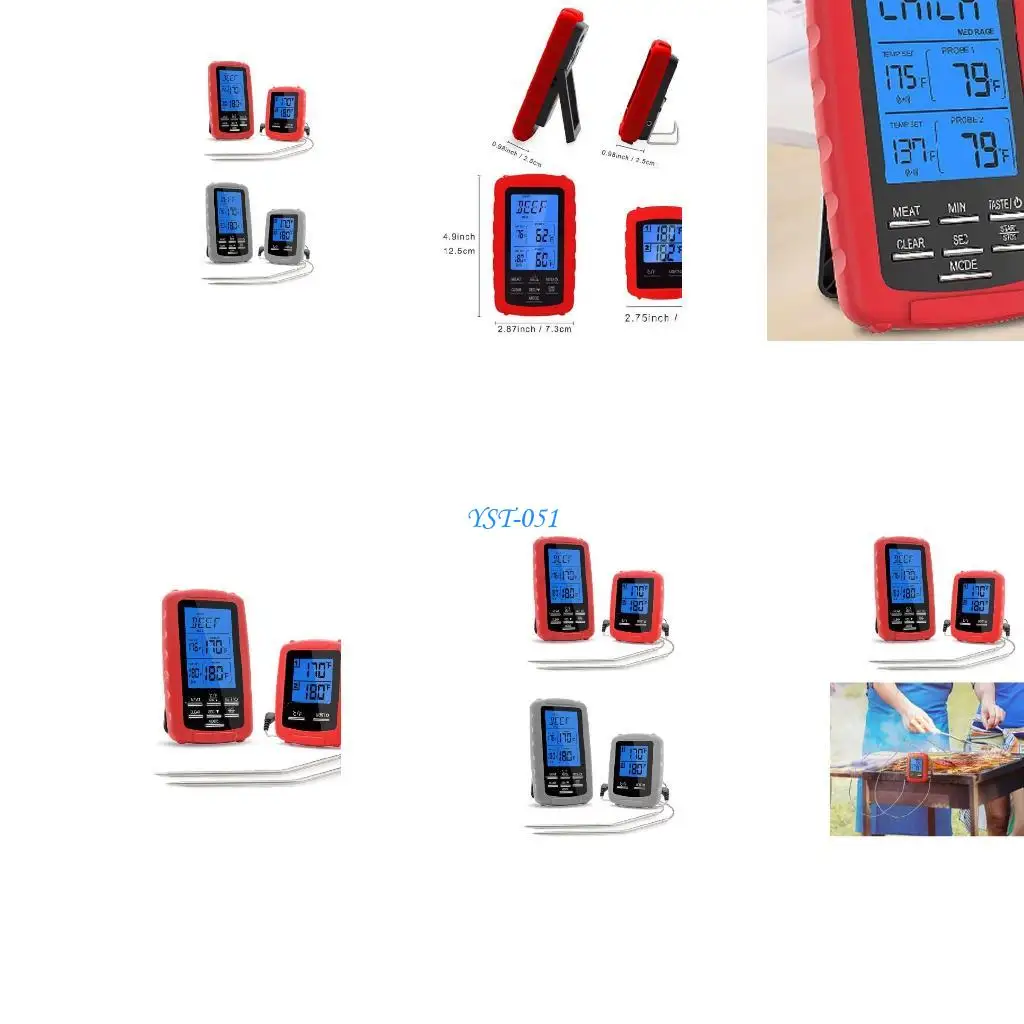 

E15A Thermometer with-Probe Timer-Temperature Alarm Baking Grilling BBQ-AirFryer