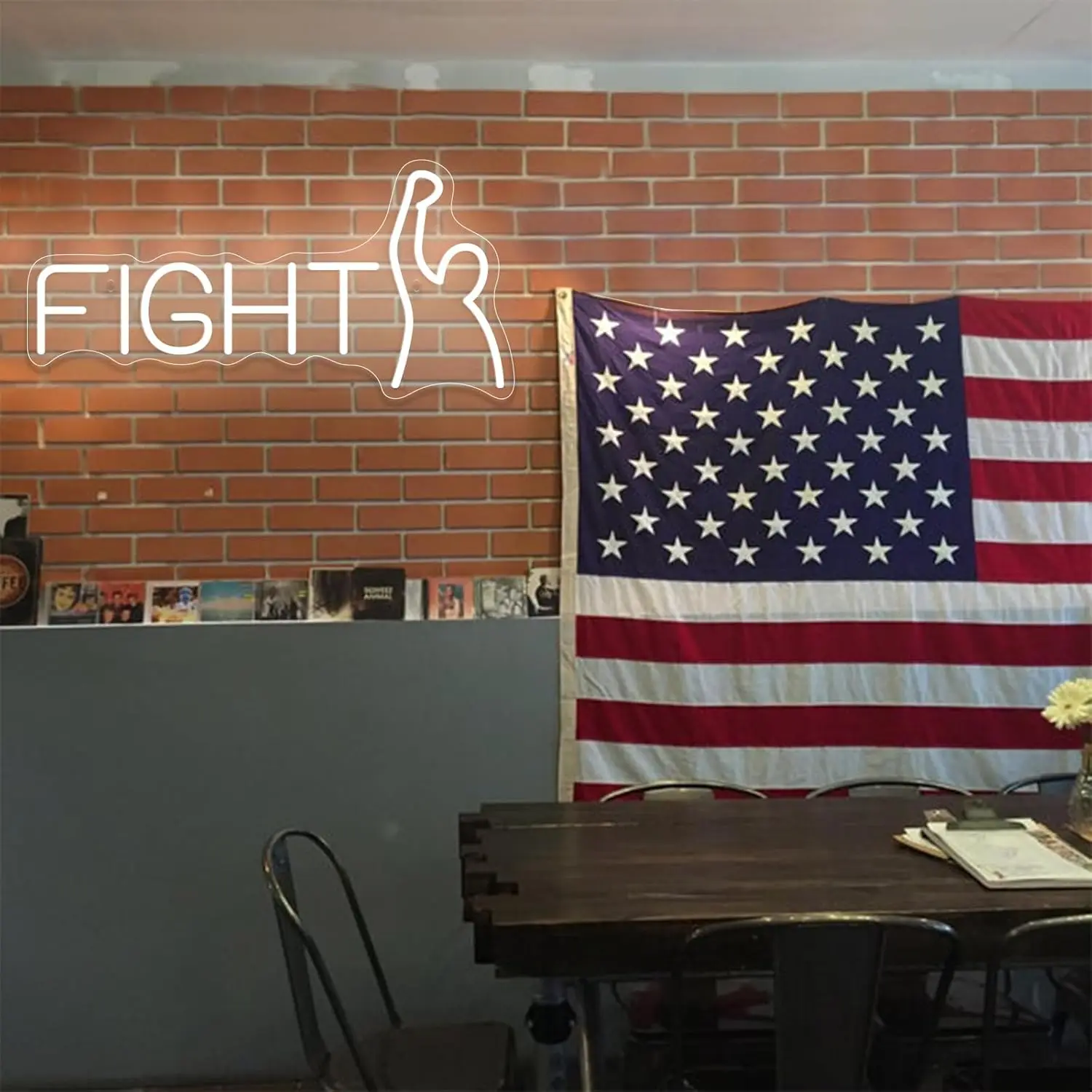 Fight Neon Sign for Wall Decor LED Neon Light for Bedroom Creative Room Decor USB Dimmable Home Party Decor Gift for Boys Girls