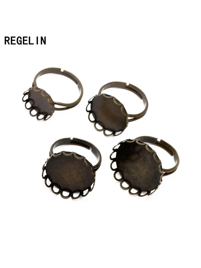 REGELIN 10 sztuk wewnętrzna 10/12/14/16/18/20mm Antique Bronze Ring oprawa puste biżuteria znalezienie koronki taca na szkło Cabochon DIY — zdjęcie 2