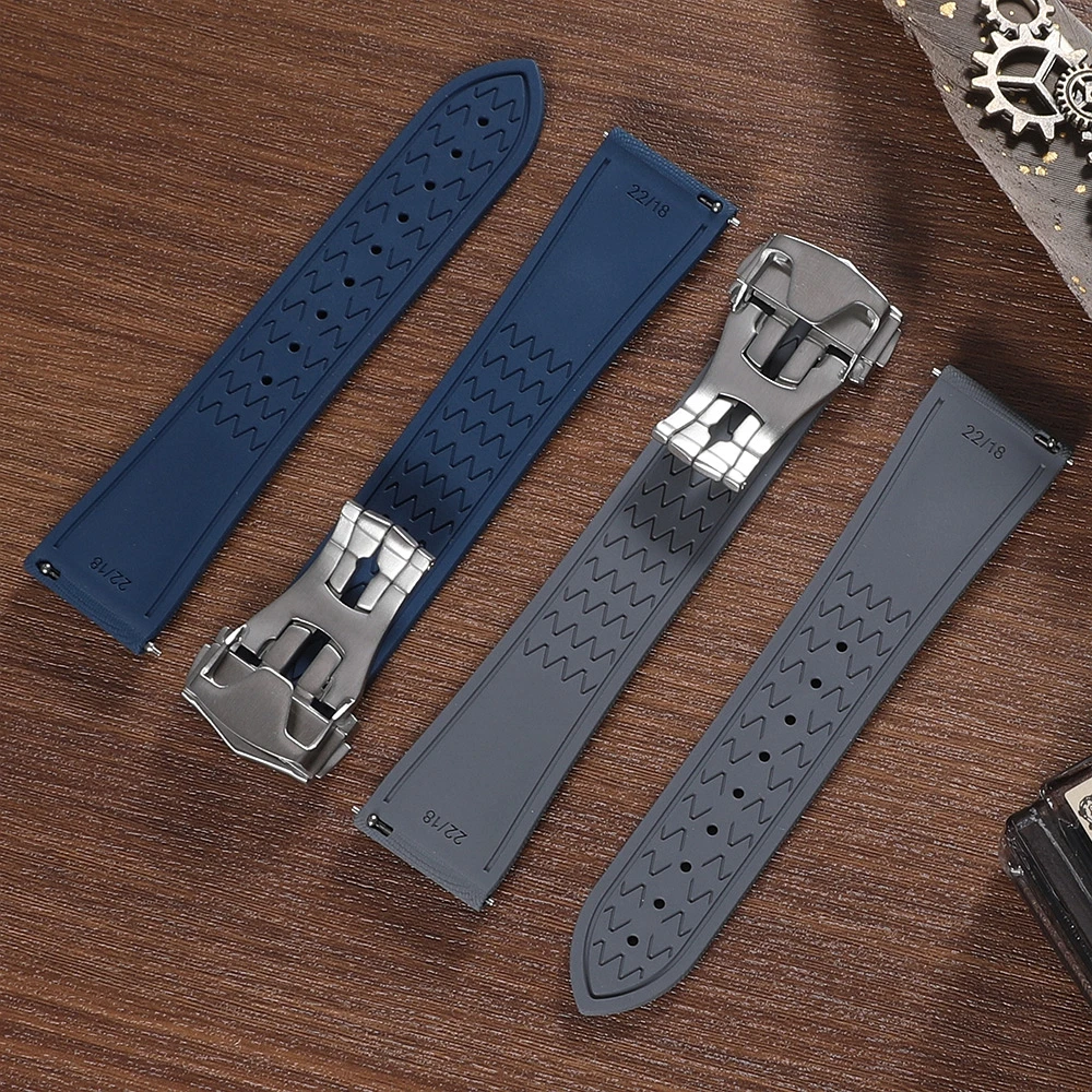 Deployment Sailcloth Watch Strap Fkm Sail Cloth Texture Rubber Watchband With Folding Buckle Quick Release for Omega Watch 3
