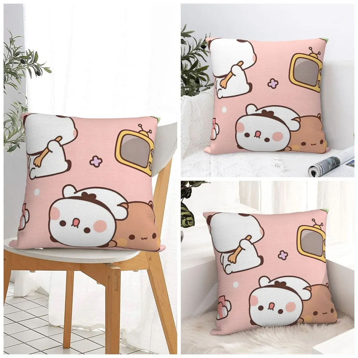 Pillow Case Bubu And Dudu Panda Soft Pillow Cover Novelty Cushion Cover Pattern Pillowcases For Chair Sofa Home Decoration