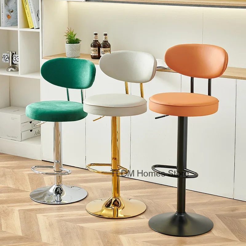 

White Luxury Bar Stool Nordic High Quality Minimalist Back Party Chairs Adjustable Height Cushion Taburetes De Bar Furniture