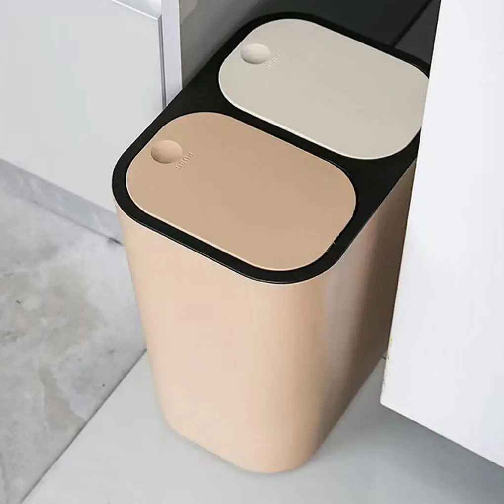 Dual Trash Can Garbage Can Recycle Bin Dual Compartments Garbage Waste Can Dry Wet Classified Trash Can Dustbin Rubbish Box