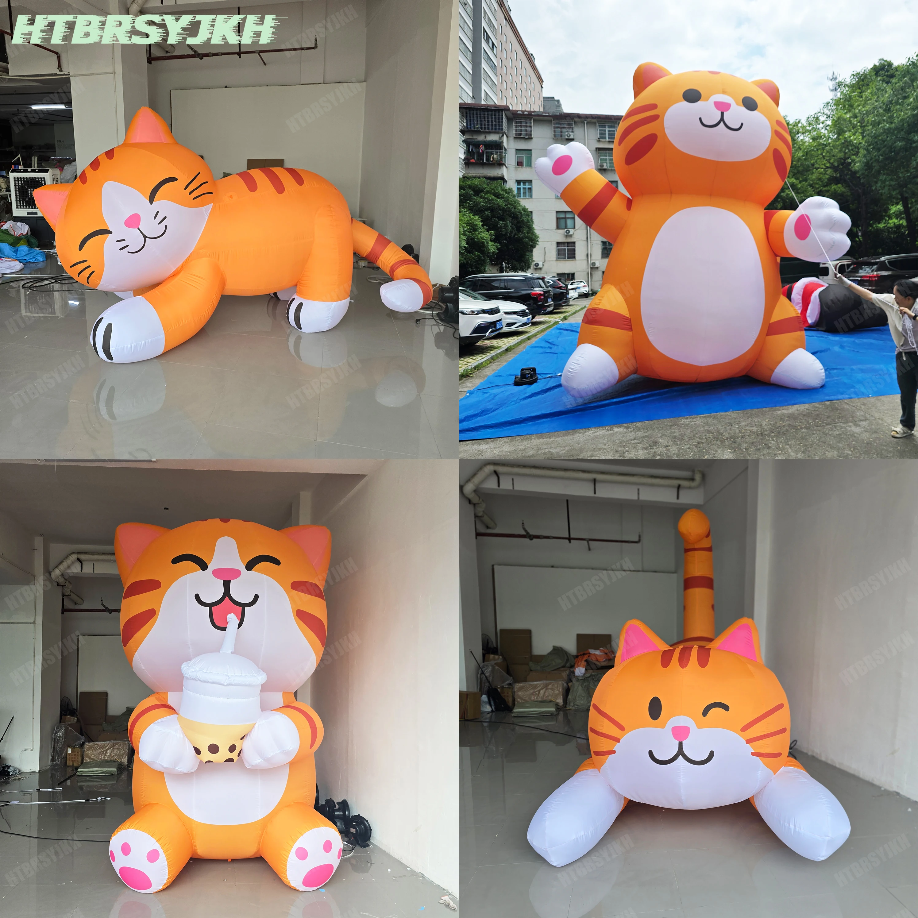 

Гигантский надувной кот/котенок с молочным чаем Боба, воздушный удар, мультяшный животный талисман, событие, уличный декор, рекламный реквизит