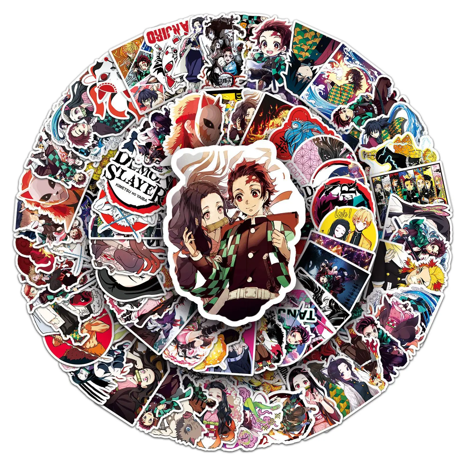 100 Stuks Demon Doder Kamado Tanjirou Kamado Kamado Nezuko Cartoon Waterdichte Sticker Anime Randapparatuur Notebook Water Cup Decor Speelgoed