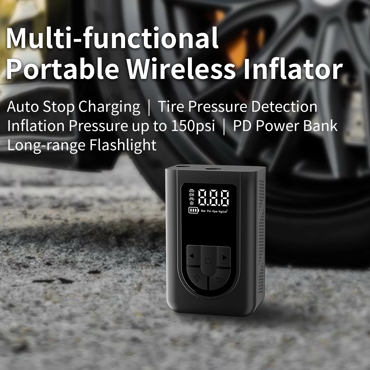 

Portable Electric Air Pump 150PSI Multitool Tire Lighting Inflator for Car Bicycle Motorcycle Mini Air Compressor Injector