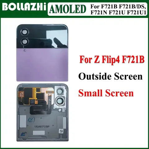 Amoled lcd externo para samsung z flip 4 display lcd para SM-F721B f721n tela de toque com capa digitador assembléia