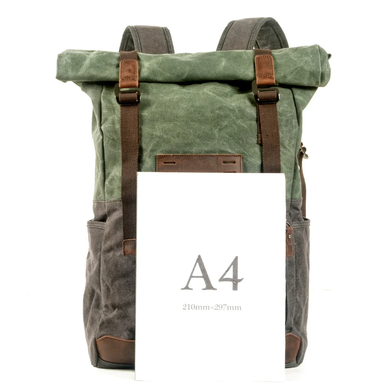 Mochila de Lona Encerada Estilo Vintage Europeo y Americano 2026, Color en Contraste, para Senderismo al Aire Libre, Gran Capacidad, para Estudiantes