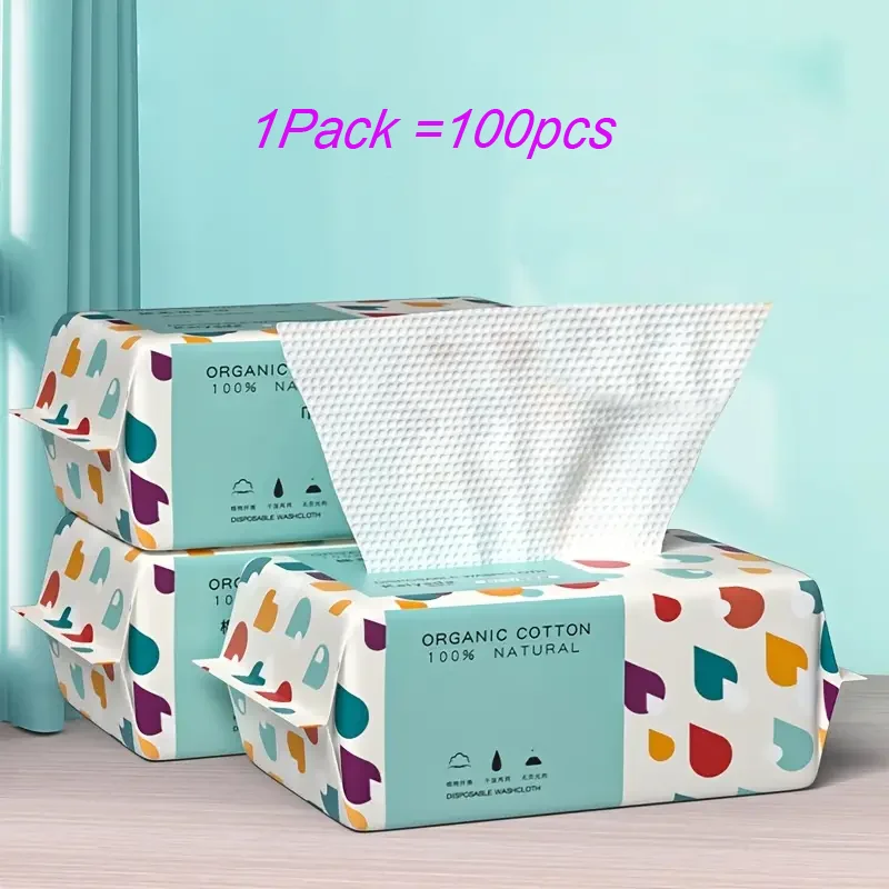 1 bag Thickened Disposable Face Towel 100Cotton Soft Fabric Travel Cleansing Dry Wet Makeup Remover Pearl Cotton Reusable