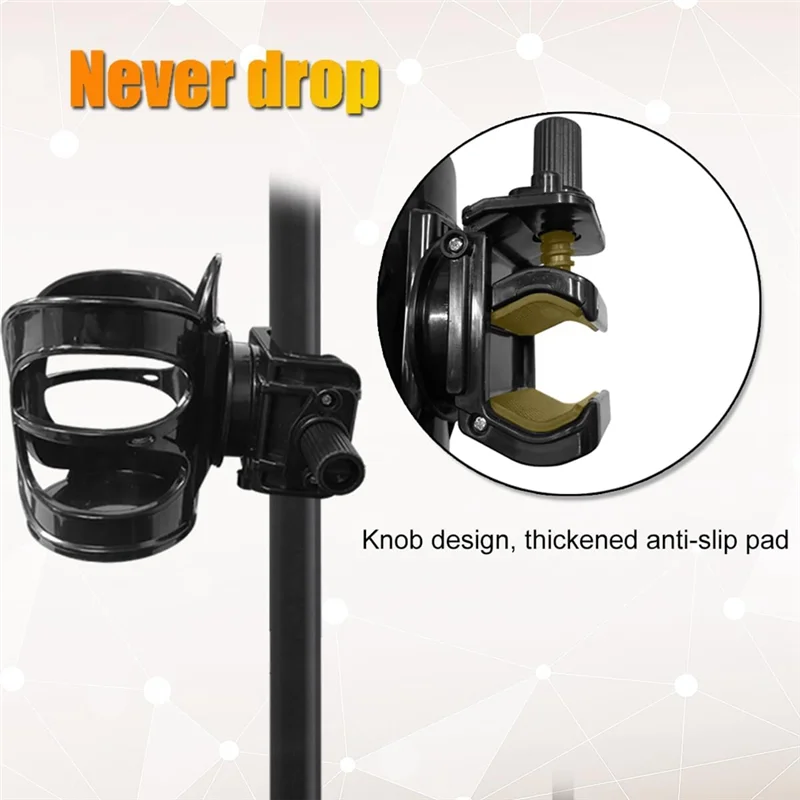 -A90P Cup Holder With Flexible Clamp For Microphone Stand, Pole, Tube, Tripod, Treadmill - Adjustable Fit