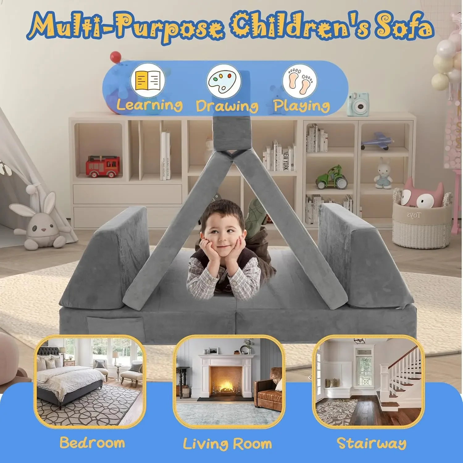 Kids Couch Sofa,Kids Sofa Couch for Toddler and Baby Playroom/Bedroom, Toddler & Baby Couch for Play & Lounging,Ideal