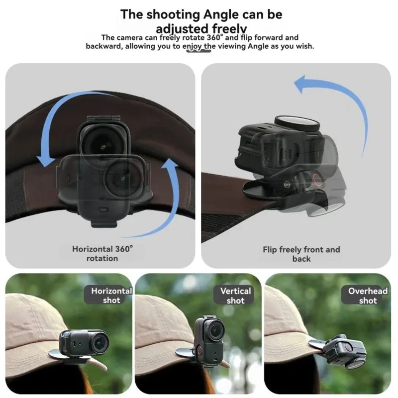 A13E-For Nano-For Osmo Adjustable Sports Camera Hat Clip Mount-For Lightweight, Durable Plastic, Black