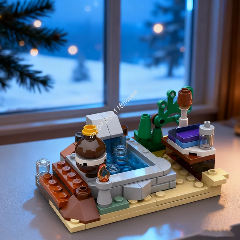 145 قطعة MOC المحافظ الحمام المشهد الموسمية مجيء هاري نموذج هدايا عيد الميلاد اللبنات لتقوم بها بنفسك فكرة لعبة الطوب عيد ميلاد الاطفال