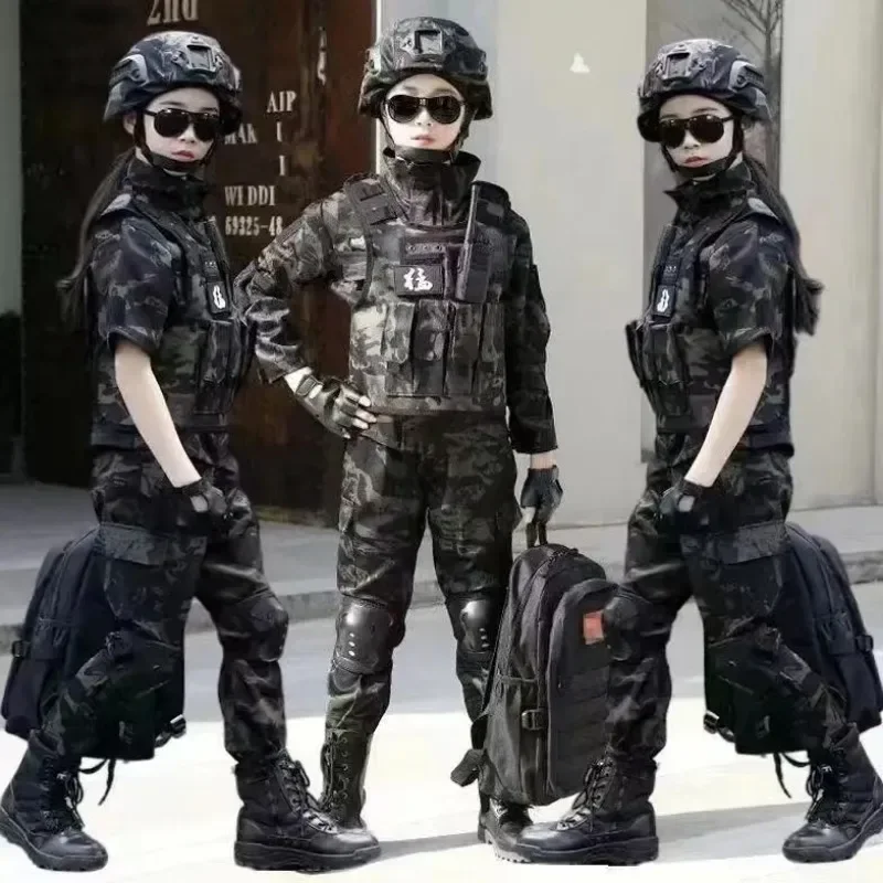 New Children's Special Forces Combat Uniform New Camouflage Training Suit Black Eagle Camouflage Suit Performance Suit