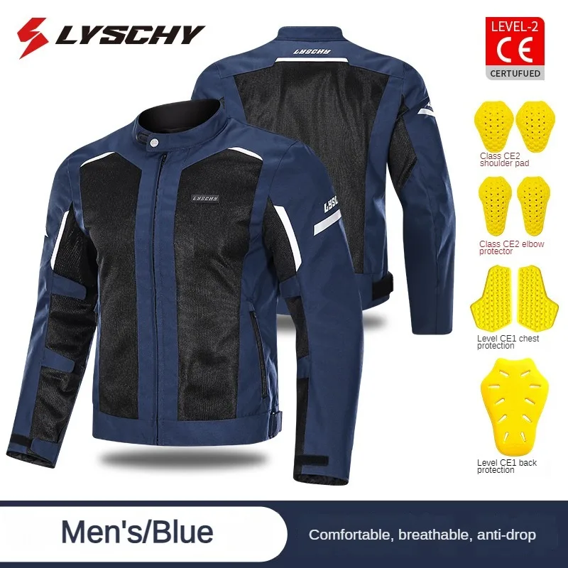 Lyschy Summer Motorcycle Riding Suit Mesh Breathable CE Anti-drop Protective Gear Couple Locomotive Suit Men and Women