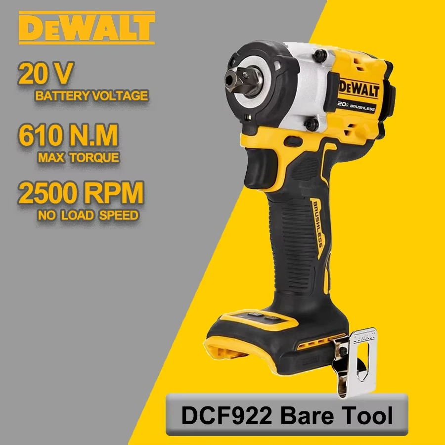 Dewalt DCF922 Rechargeable 20V  Impact Wrench High Torque 205Nm 2500 PRM  LED Lighting Stepless Speed Control  Electric Tools