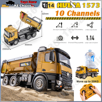 HuiNa 1573 1/14 RC Dump Truck 10-Channel 2.4G Alloy Remote Control Loader Truck  Engineering Vehicle RC Toy Gift for Boy