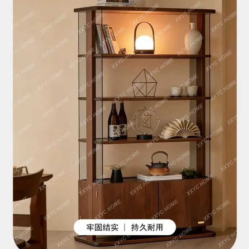 XXVintage-style solid wood antique rack, modern minimalist home living room, new Chinese style tea room bookshelf storage rack