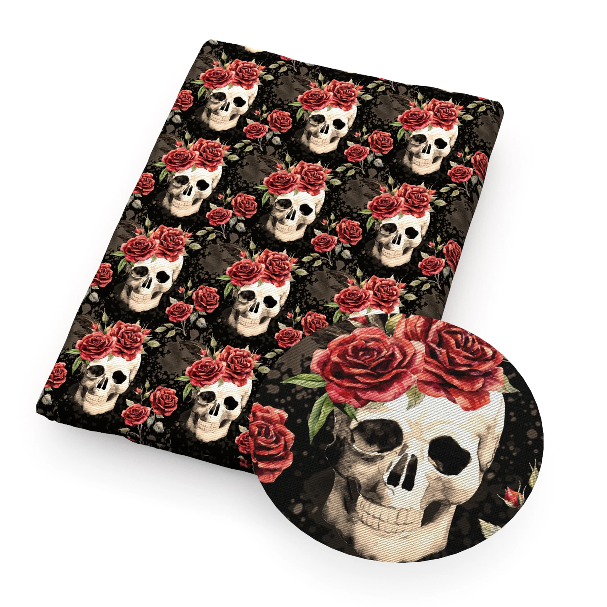 50*145cm Halloween Skull Black Polyester Cotton/Pure Cotton Fabric Tissue Sewing Quilting Needlework Material Curtain Pillow