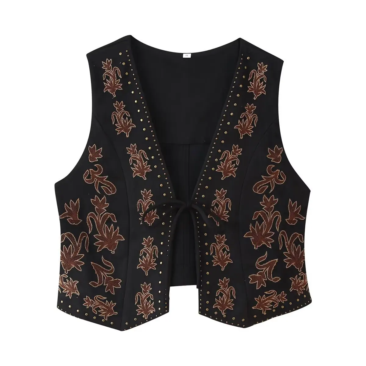 

Fashionable Embroidered Faux Velvet Vest With Rhinestone Detailing Women's Top From Trade Elegant Style 4344621