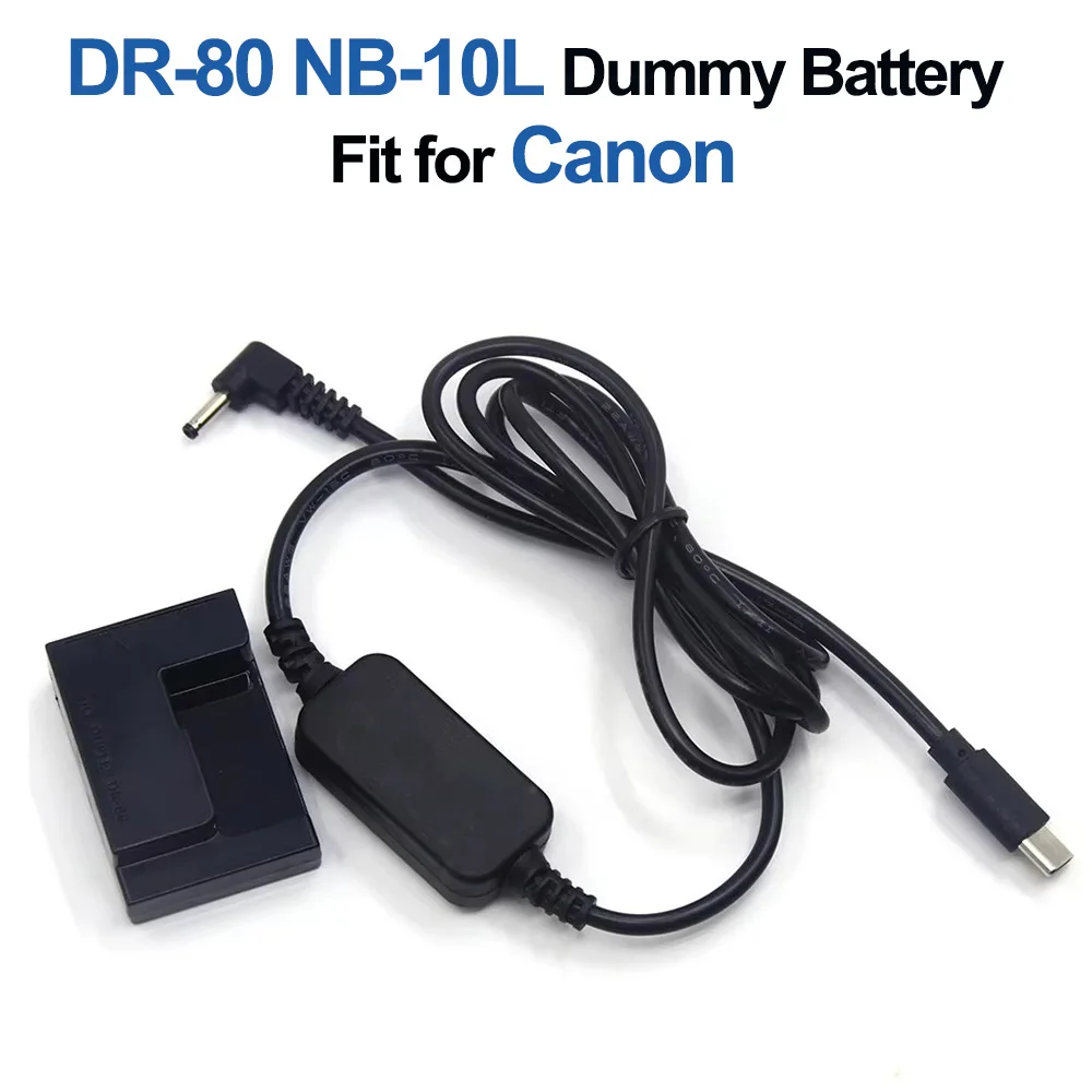 USB C Power Cable NB-10L NB10L Dummy Battery DR-80 DC Coupler Fit for Canon G1X G3X G15 G16 SX40 SX50 SX60 Powershot SX60HS