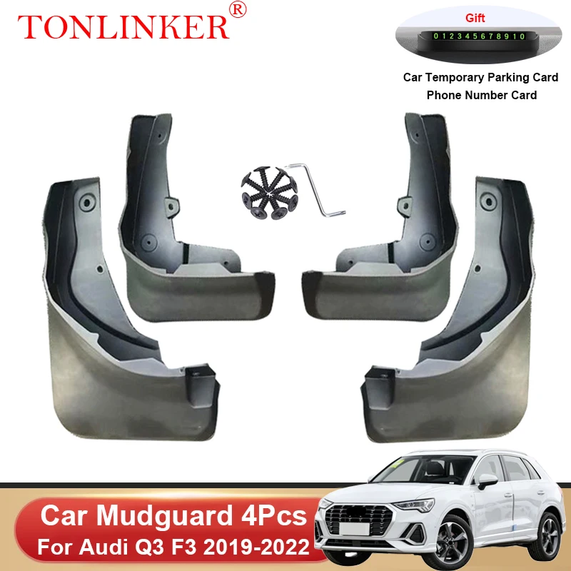 

TONLINKER Car Mudguard For Audi Q3 F3 2019 2020 2021 2022 Mudguards Splash Guards Front Rear Fender Mudflaps Accessories