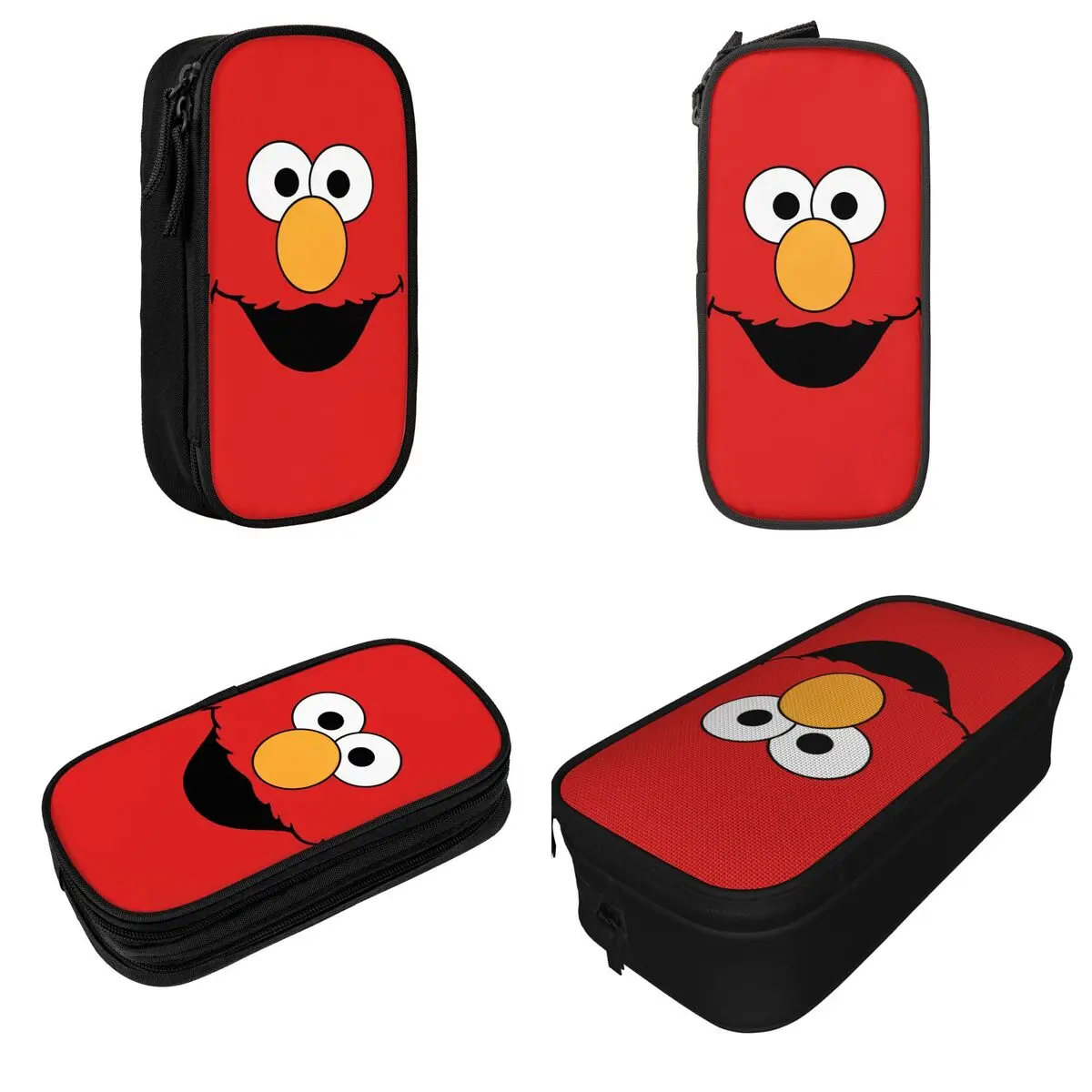 S-Sesame Street Elmo Face Pencil Cases Fashion Cartoon Pen Box Bag Girl Boy Big Capacity School Supplies Gift Pencilcases