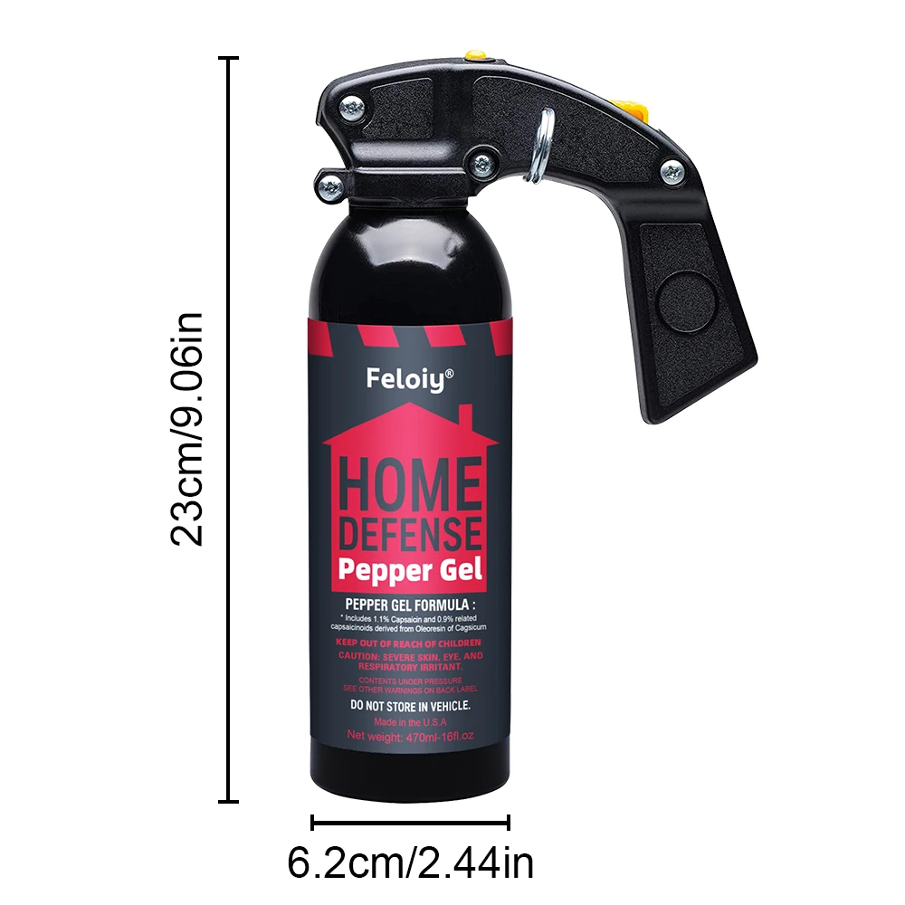 Spray de pimienta Home Defense de 470ML, spray OC de máxima resistencia, agarre completo de mano, pasador de seguridad