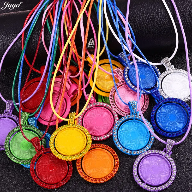 Leere Halskettenbasis 25mm Doppelseitige Cabochon-Anhängerbefestigungen mit 50cm Seilkette für DIY Pop-Schmuckzubehör – Detail 3