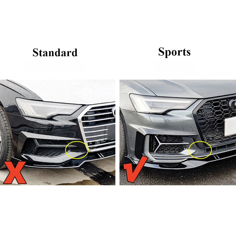 Car Front Bumper Fog Light Frame Fog Lamp Grille Protector Cover Car Accessorie For Audi A6 C8 S6 2019-2022 Sports S-Line Bumper