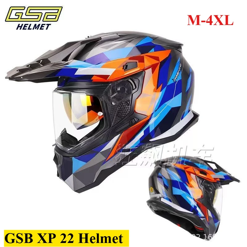 

GSB Helmet XP22 Double Lens Motorcycle Full Helmet Locomotive Off-road Unisex Four Seasons Reserved Bluetooth Slot