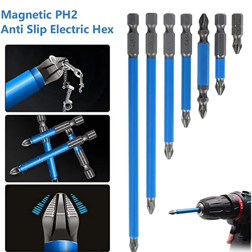 7Pcs Non-Slip Magnetic Screwdriver Bit Set PH2 Cross Head Electric Drill Screwdriver Bit 1/4