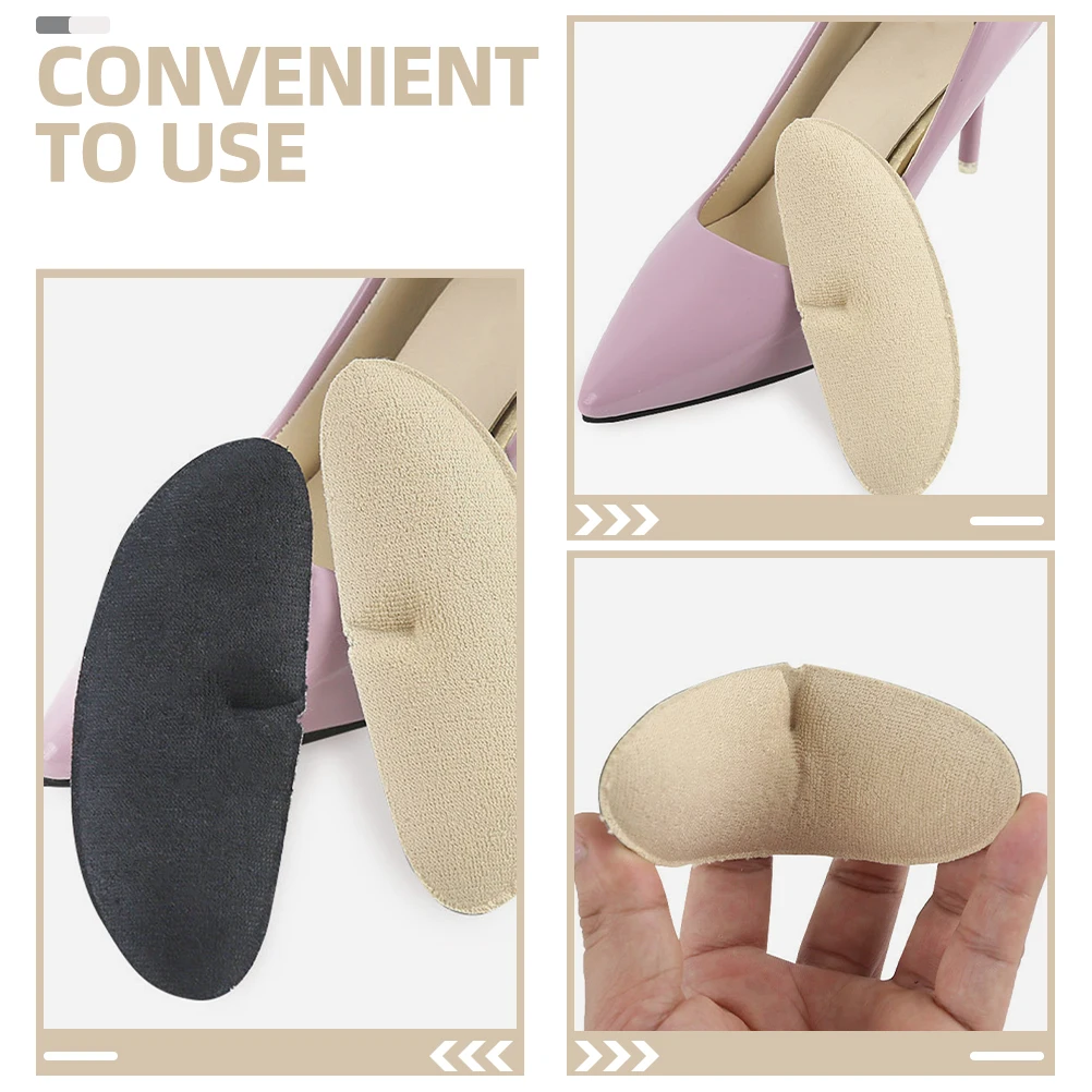 

2 Pairs Black Beige Heel Stickers Women Protectors High Heels Breathable Sweat-absorbent Self-adhesive Heel
