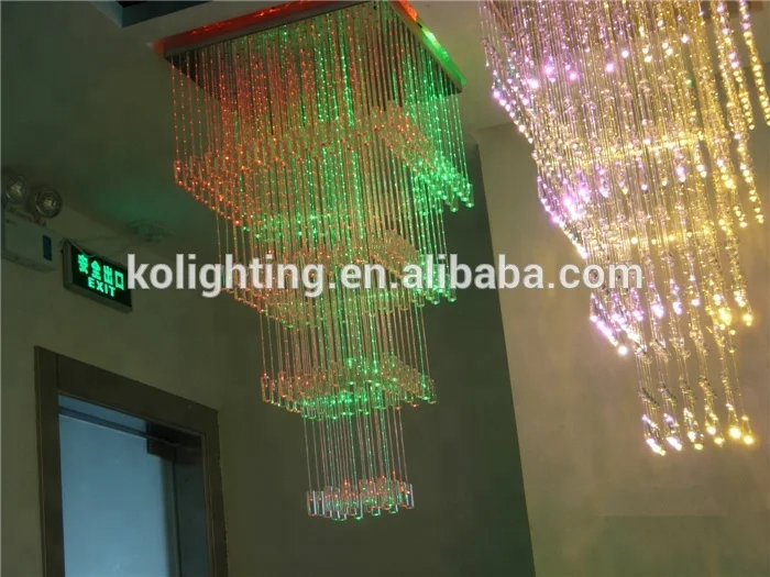 Special design 8 colors changing modern fiber optic lighting crystal chandelier for wedding decoration or hotel