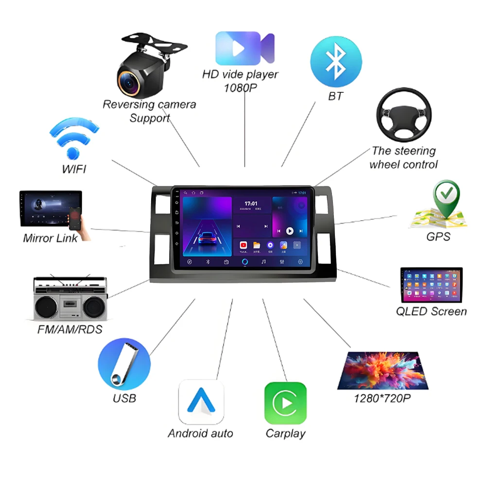 Android 16 For Toyota Previa 3 XR50 Estima 2006-2019 Car Radio Carplay Video GPS Navigation No 2din 4G Wifi Stereo Multimedia 2k