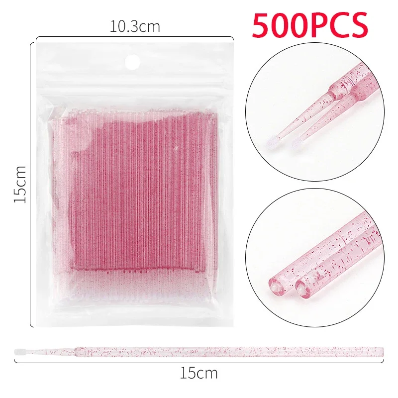 500/1000PCS Wimper Reinigingsborstel Zeer Kleurrijke Kristallen Borstel Wimper Micro Borstel Makeup Clean Remover Tool Groothandelaar
