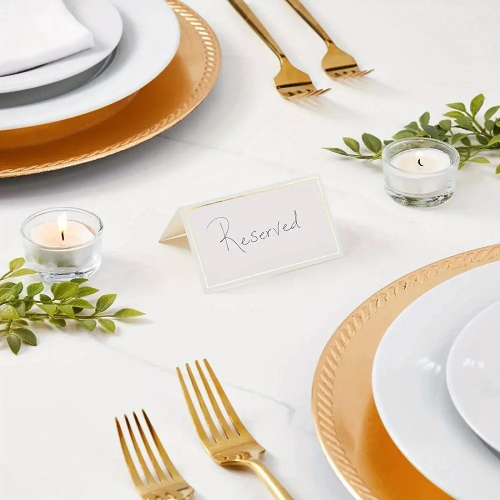 10/20/50/100pcs Gold Name Place Cards Double Sided Wedding Seating Number Card Table Decoration Birthday Party Greeting Card