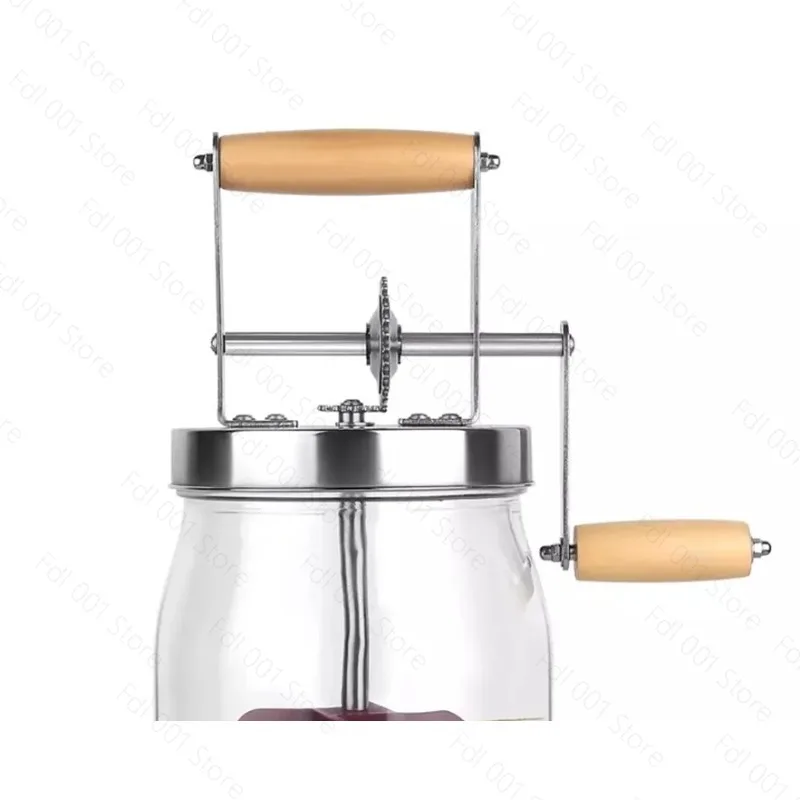 Clear glass European kitchen hand crank butter ghee mixer household kitchen gadgets