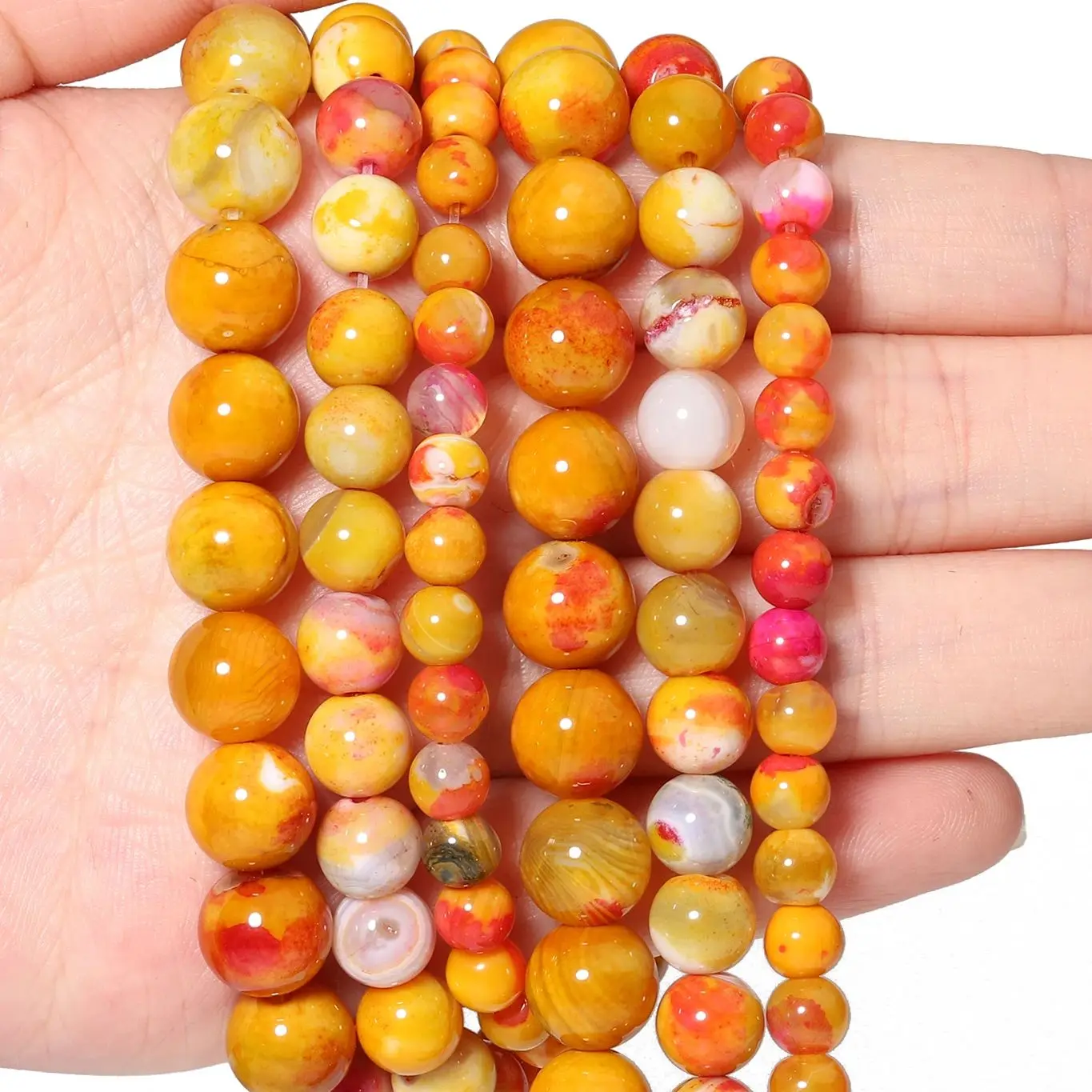 6mm 8mm10mm Natural Orange Agate Stone Beads Round Loose Spacer Bead For Jewelry Making  DIY Bracelet Neckalce Accessories