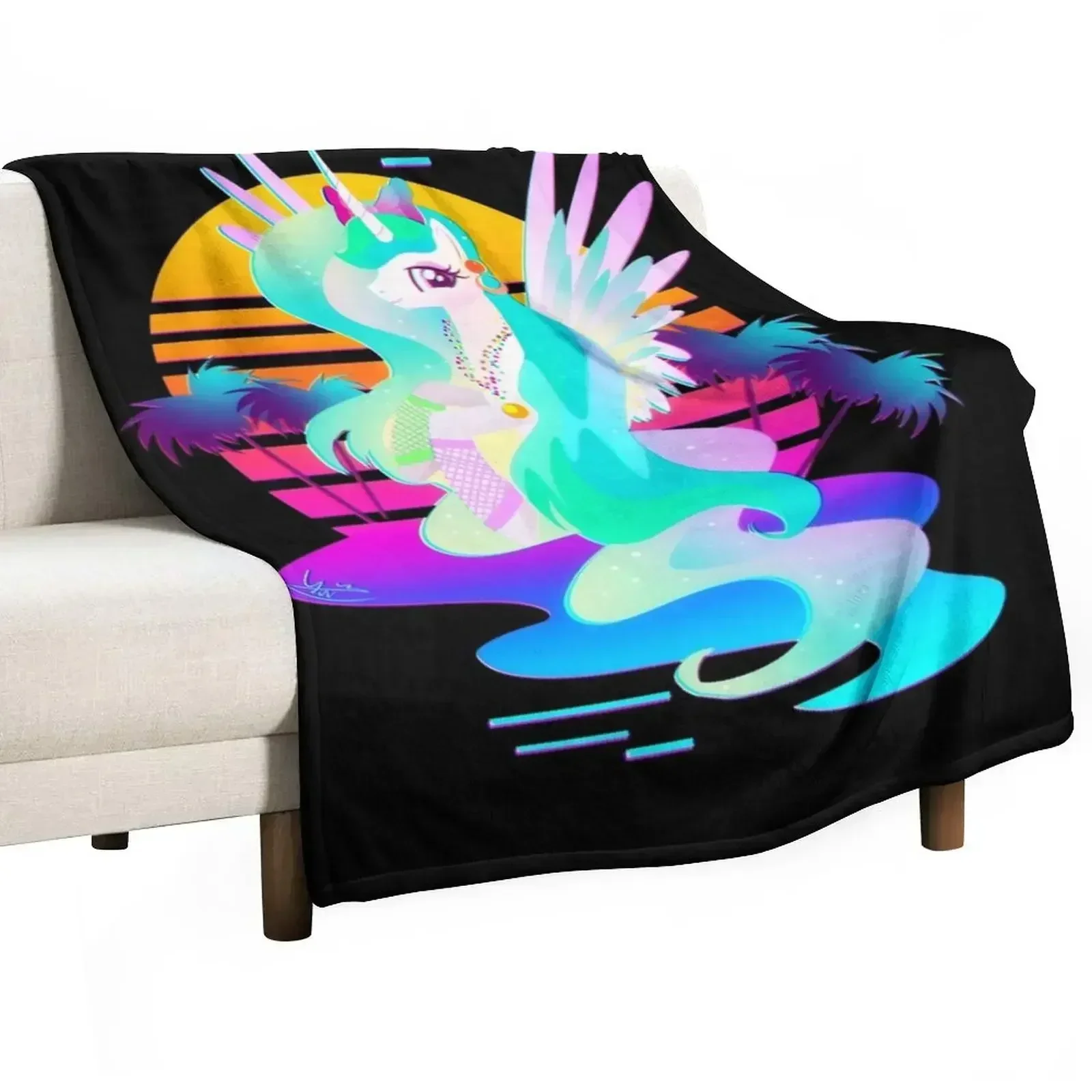 Synthwave Princess Celestia Throw Blanket Blankets For Baby Plaid Thermals For Travel Bed Blankets