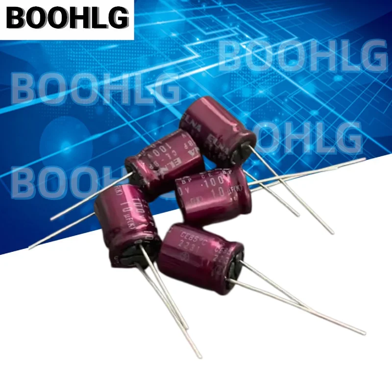 5PCS 10UF 100V Japan Ina Purple Red Robe Capacitor 100V10UF 10X12.5 RBD BP Non-Polar