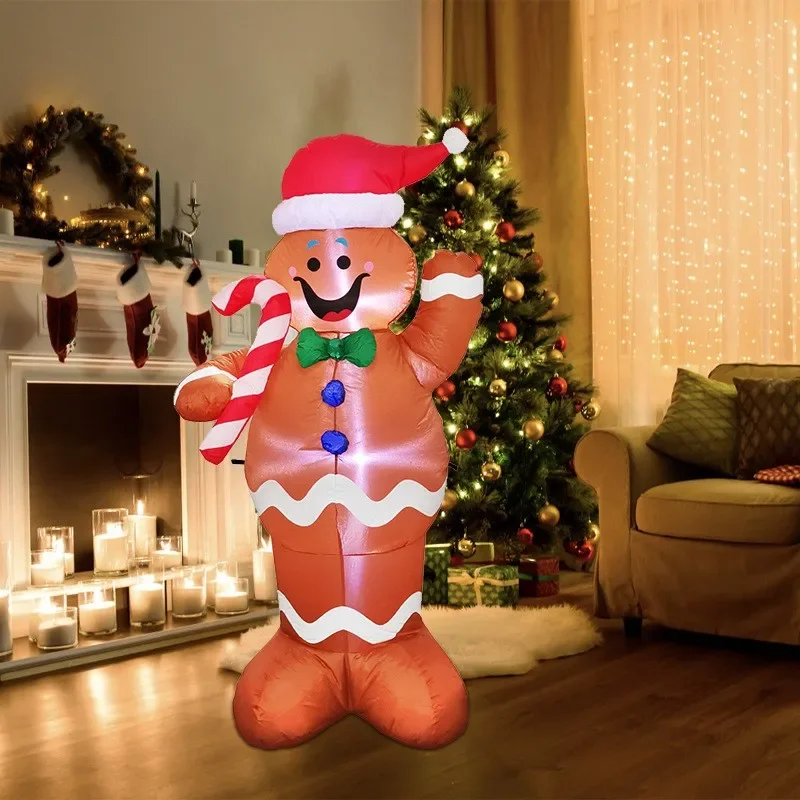 

Christmas Gingerbread Man Balloon Air Model LED Lights,Glow Light,Outdoor Courtyard Mall Atmosphere,Decorative Props, 2.4m,1.5m