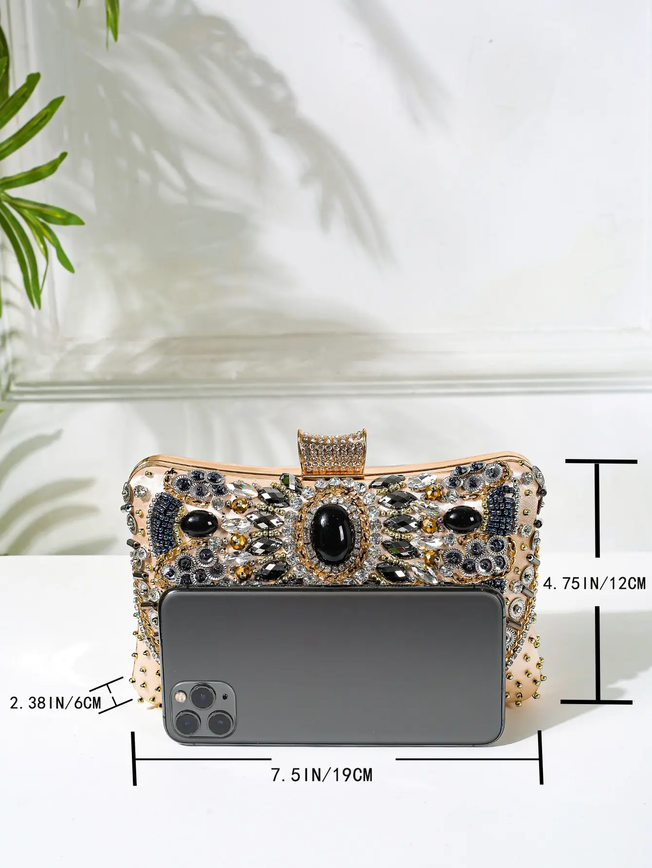 Beaded Rhinestone Evening Bag, Elegant Box Clutch Purse, Women\'s Wedding Handbags For Party Prom