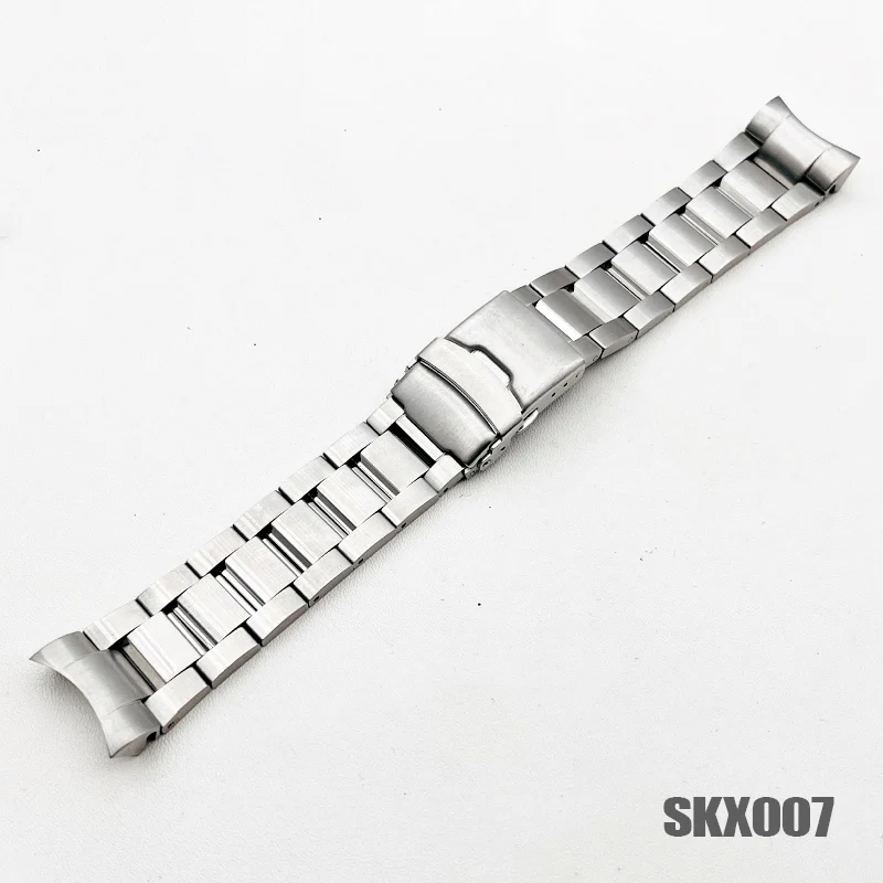 22mm SKX007 SRPD Watch Band Stainless Steel 22mm Watch Strap Solid Arc Ends Bracelets Folding Buckle Replace Watch Bracelet