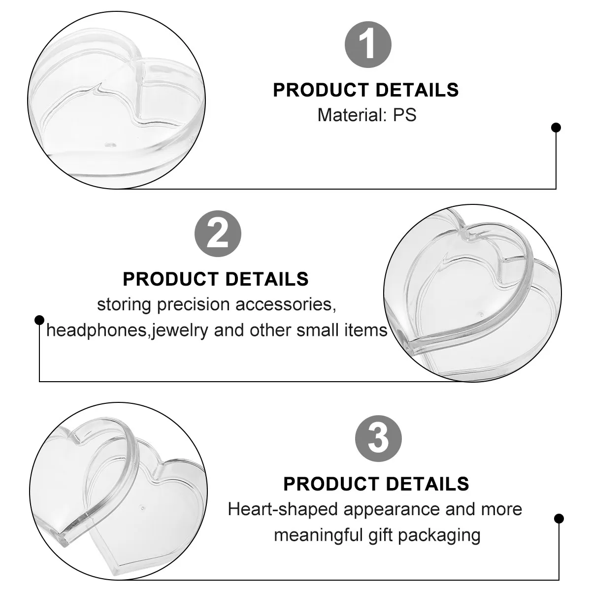 

1Pcs Transparent Heart-Shaped Jewelry Storage Box Premium Acrylic Portable Case for Earrings Rings Necklaces Home Travel Drawer