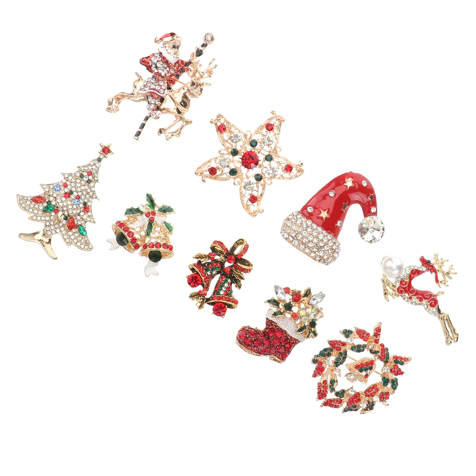 

9pcs Christmas Pin Christmas Badges Gifts Women Jewelry Badge Accessories Women Brooch Tree Decorative Present