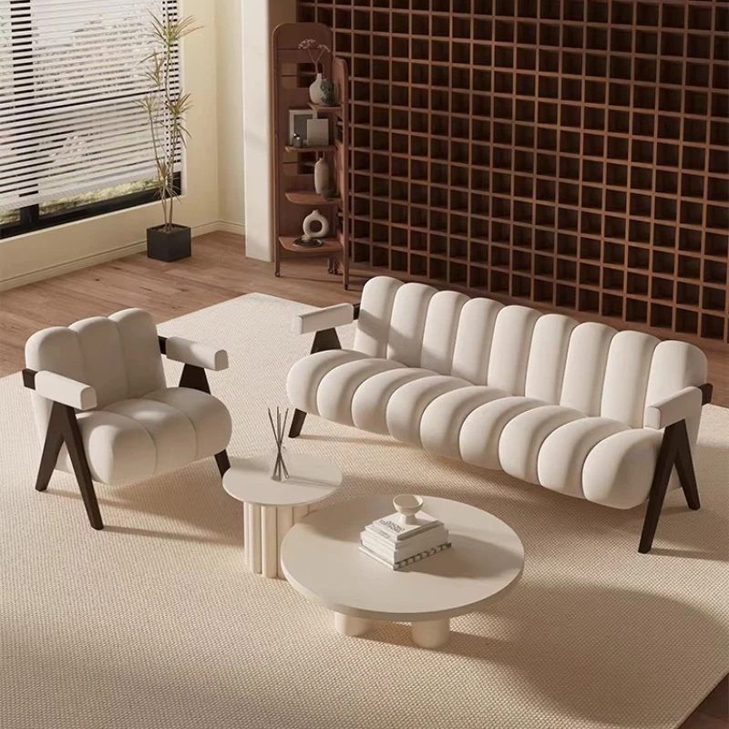 

Medieval log wabi-sabi wind sofa business small apartment designer homestay beauty salon office rest area reception