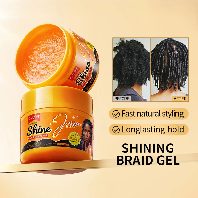

SADOER Shine Hair Gel Hair Styling Gel Edges Control Smooth Easy Braid Hair Conditioner Gel For Hair Curly Hair Products