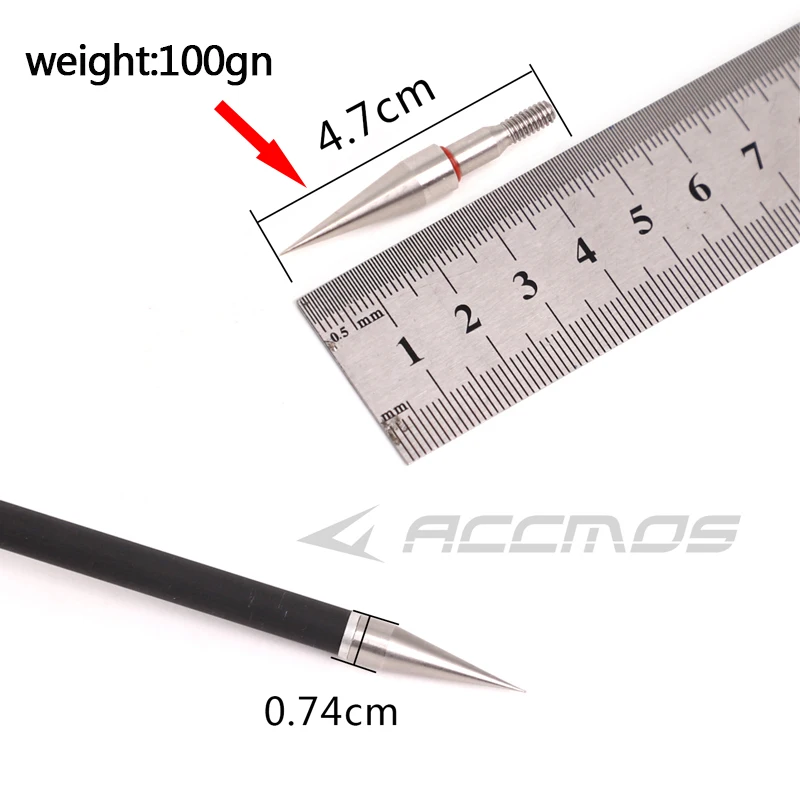 6/12 szt. Końcówki główka strzały łucznictwa ze śruba stalowa nierdzewnej z gwintem strzałkowym 100 ziarna do OD7.4mm