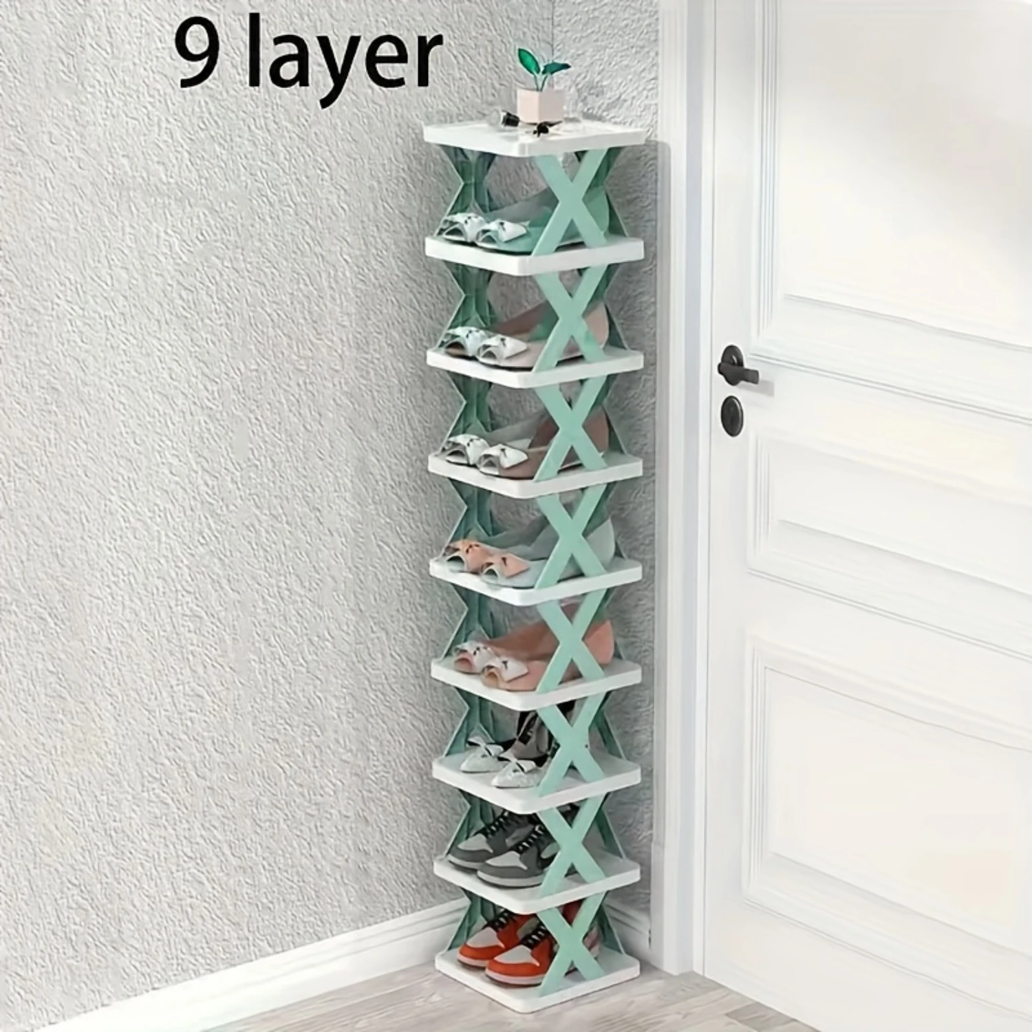 1pc Multi-Layer Plastic Folding Shoe Rack, Stackable Detachable Space-Saving Organizer,  Entryway Hallway Bedroom Living Room  S